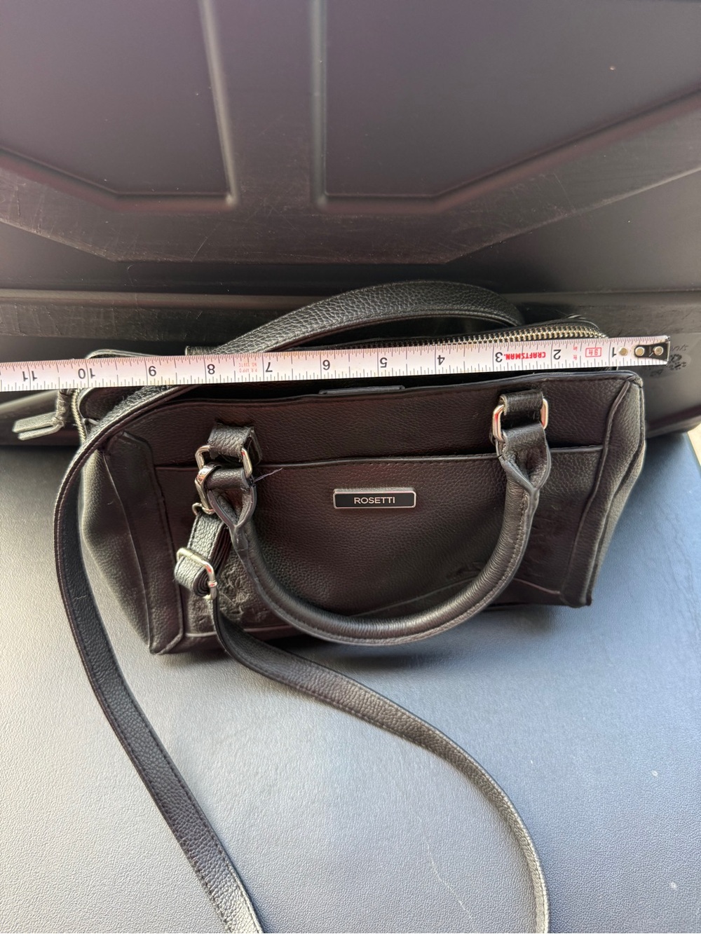 Rosetti Black Leather Handbag with Detachable Strap